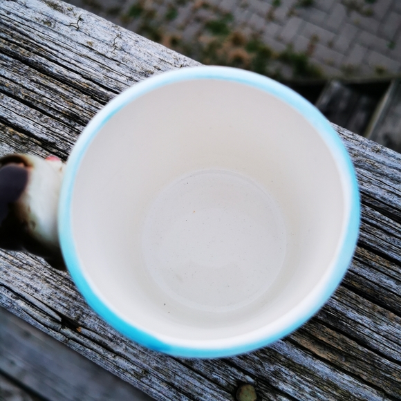 Vintage Ceramic Child's Cup with Lamb Cat Dog and Bunny Handle - Picture 8 of 12
